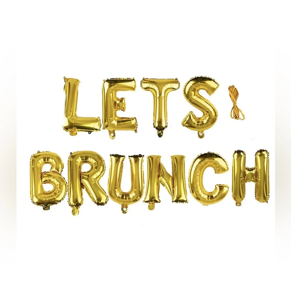NEW Lets Brunch Foil Balloons Garland Individual Gold Party Sign Table Fun 13ft